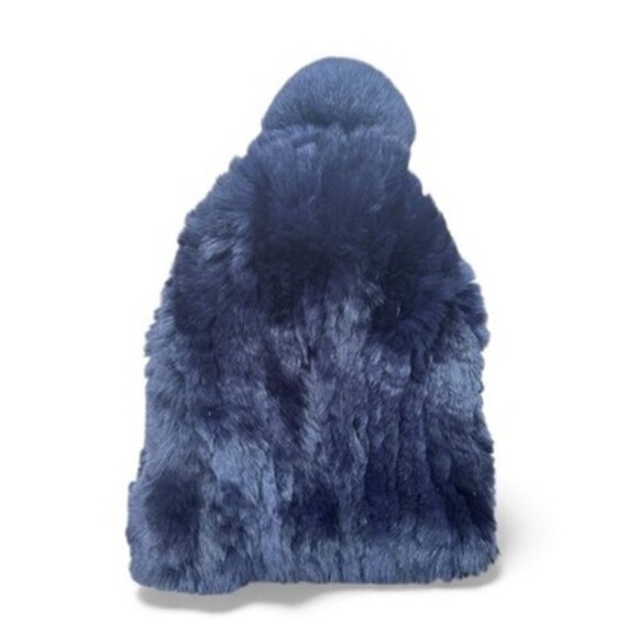 Kelli Kouri Women\'s Rabbit Fur Beanie Navy blue Hat One Size